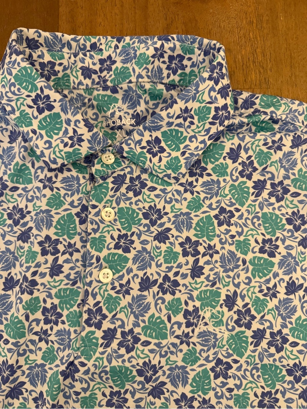 Rhoback Floral Button-Down Shirt in Blue & Teal